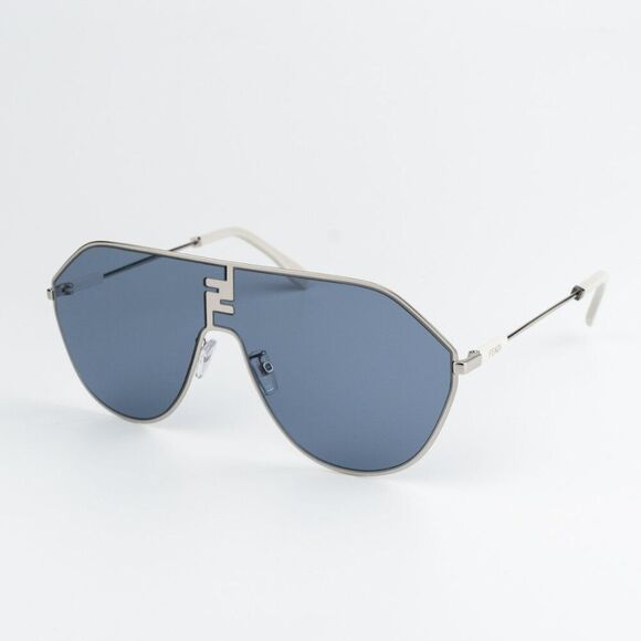 NEW Fendi FE40080U FF MATCH 16V Shiny Palladium Blue Unisex Round Sunglasses - Picture 4 of 12